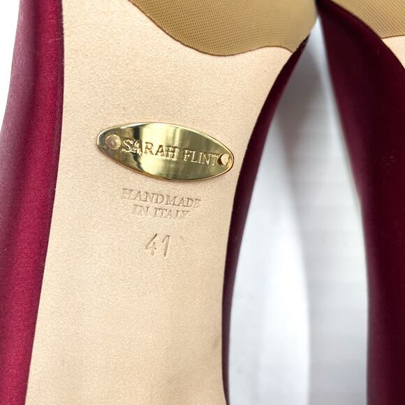 Sarah Flint Perfect Madeleine 85 Pumps Red Pointed Gold Bow Beaded Sz 41 / 10 US - Picture 11 of 11